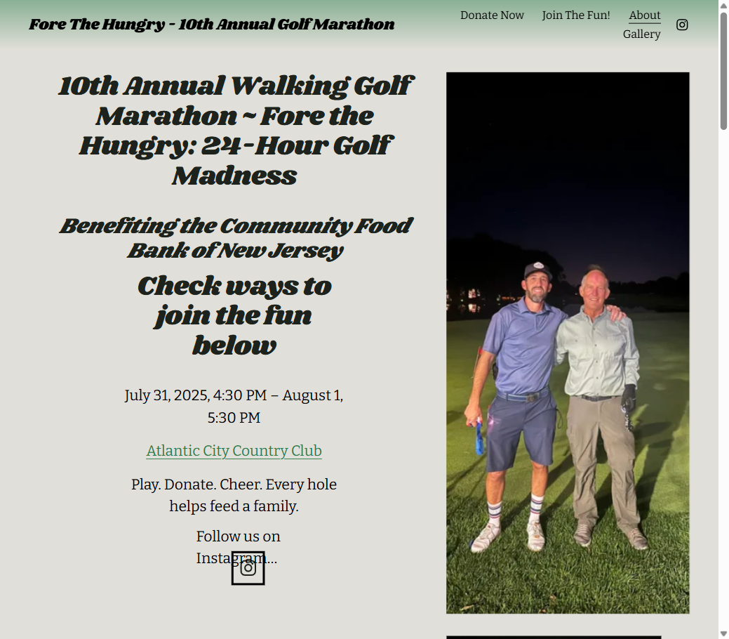 Fore The Hungry golf marathon site